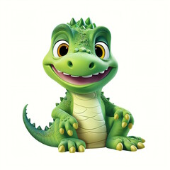Fototapeta premium Cute Baby Crocodile Clipart with White Background