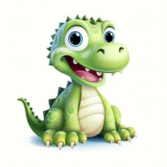 Fototapeta premium Cute Baby Crocodile Clipart with White Background