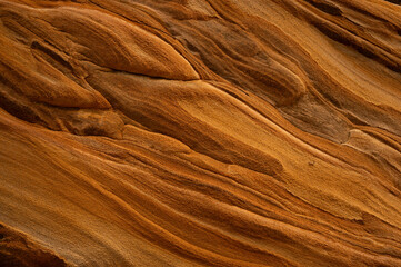 Full frame of sandstone rock pattern, Rock formation, natural of sand stone on beach in Australia, line and curve of stone use for background