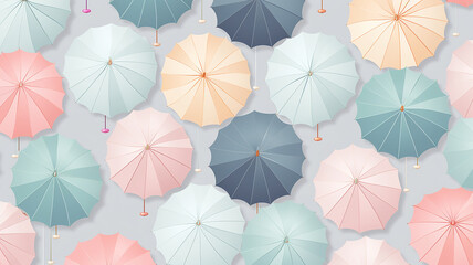 Pastel umbrella pattern background.