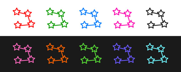 Set line Star constellation zodiac icon isolated on black and white background. Vector