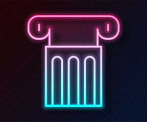 Glowing neon line Ancient column icon isolated on black background. Vector