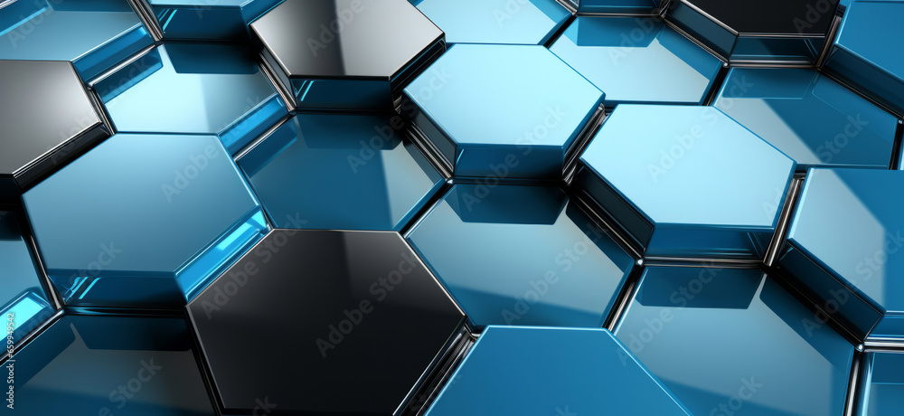 Wall mural glossy geometric hexagonal abstract background. honeycomb pattern concept.