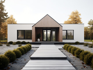 A minimalist haven in the form of a house exterior. AI Generation.