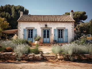 Fototapeta na wymiar Serene Provence house exterior with a touch of elegance. AI Generation.