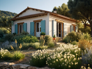 Fototapeta na wymiar Elegant Provence house exterior with vintage charm. AI Generation.