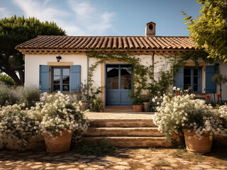 Provence house exterior design exuding classic beauty. AI Generation.