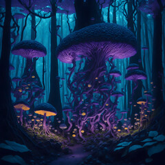Obraz na płótnie Canvas gigantic mushrooms growing in trees