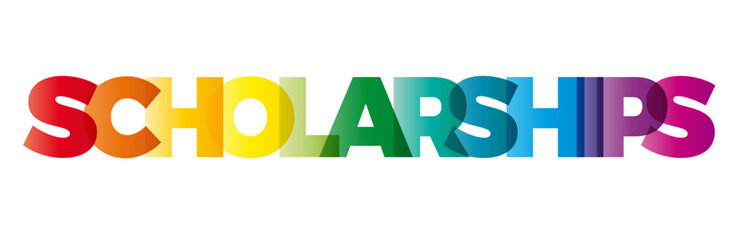 The word Scholarship. Vector banner with the text colored rainbow.