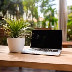 Laptop on table for freelancer