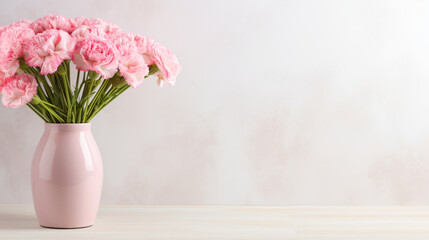 Pink carnations and a fluted pastel vase