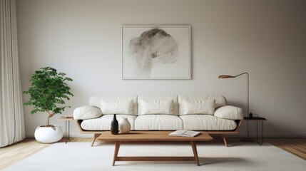 Fototapeta na wymiar modern living room with sofa - generative ai