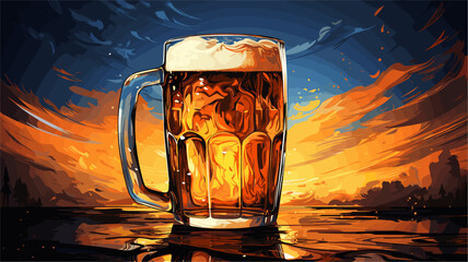 Drawing of a beer mug with beer vector