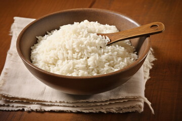 Fototapeta na wymiar Rice in a bowl on table
