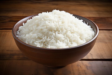 Rice in a bowl on table