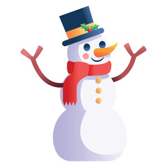 Vector Snowman Art Deco Retro Illustration Isolated