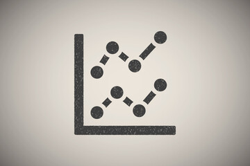 Chart graph diagram line icon vector illustration in stamp style