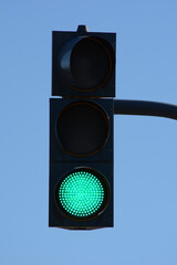 traffic light giving the green light, signal for traffic to cycle