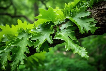 green oak poison leaves intertwined with forest plants