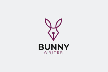 Obraz premium Rabbit Writer logo and Vector