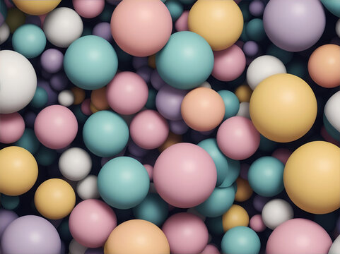 Formas Geométricas: Fondo Abstracto De Esferas en color pastel. IA Generativa © Mercedes Fittipaldi