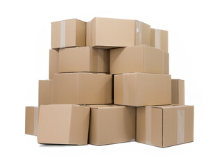 Fototapeta premium stack of cardboard boxes isolated on a white background.