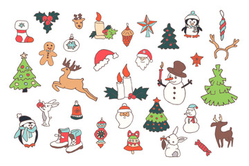 Christmas doodle set, cozy winter