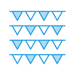 Party Flags Blue Icon Vector Illustration Isolated on Transparent Background. Use for Xmas, Decoration, Greeting Card Etc.