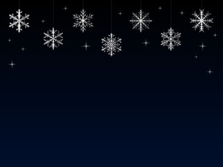 Background with silver snowflakes, stars with free space at the bottom - obrazy, fototapety, plakaty