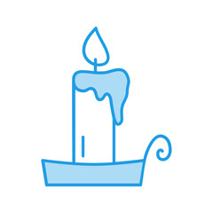 Candle Blue Icon Vector Illustration Isolated on Transparent Background. Use for Xmas, Decoration, Greeting Card Etc.