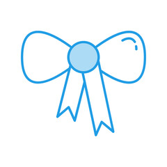 Bow Blue Icon Vector Illustration Isolated on Transparent Background. Use for Xmas, Decoration, Greeting Card Etc.