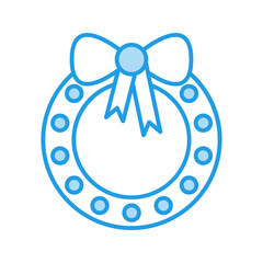 Bow Blue Icon Vector Illustration Isolated on Transparent Background. Use for Xmas, Decoration, Greeting Card Etc.