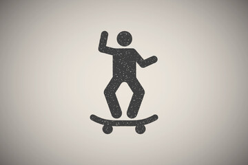 Fototapeta na wymiar Man skateboard skate adventure icon vector illustration in stamp style