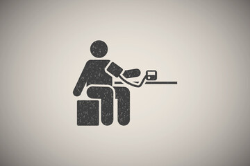Blood pressure, man, medical, self icon vector illustration in stamp style