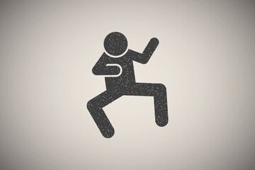 Man kick icon vector illustration in stamp style