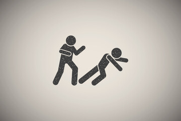 Fall men kick icon vector illustration in stamp style
