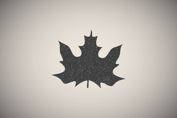 Autumn leave, red icon vector illustration in stamp style