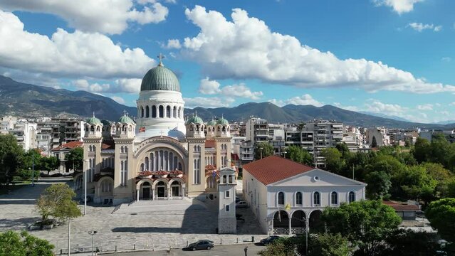 Aerial video of Agios Andreas in Patra on a beautiful day, Greece