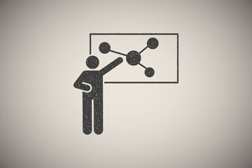 Teacher lesson explain pictogram icon vector illustration in stamp style
