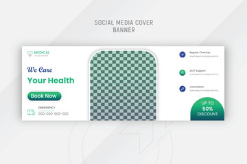 Vector modern medical theme linkedin healthcare and hospital facebook cover design template