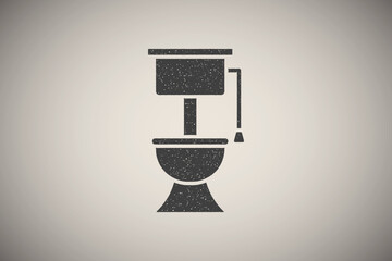 Closed, restroom, seat, toilet icon vector illustration in stamp style