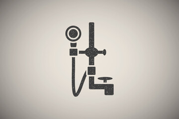 Shower, tool, bathroom icon vector illustration in stamp style