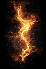 fire and spark on black background