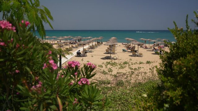 View of Paralia Skalas beach, Skala, Cephalonia, Ionian Islands, Greek Islands