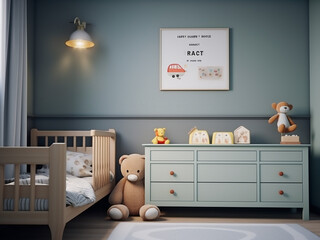 Elegantly designed child's room with classic furniture. AI Generation.