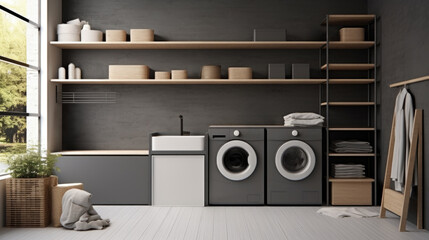 Bright and airy laundry space.