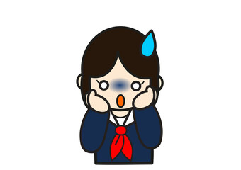 ショックをうける女学生