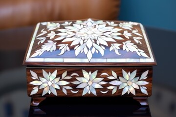 ornate music box with mother of pearl inlay