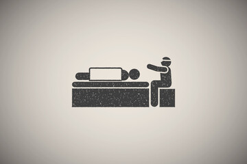 Smoking, man, cancer, no smoking icon vector illustration in stamp style