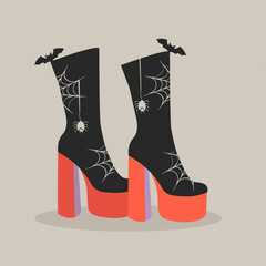 Illustration Halloween with Retro Boots 